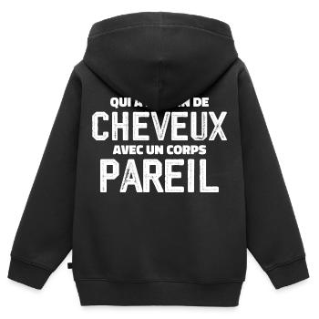 Für Glatze Lustige Glatze - Kinder Premium Organic Zip Hoodie - Schwarz - Hinten - AI Model Kid Male (0cm)