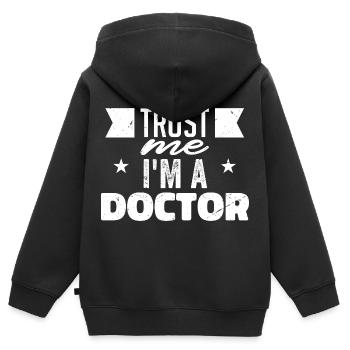 Vertrau mir, ich bin ein Arzt | Doktor Geschenk - Kinder Premium Organic Zip Hoodie - Schwarz - Hinten - AI Model Kid Male (0cm)