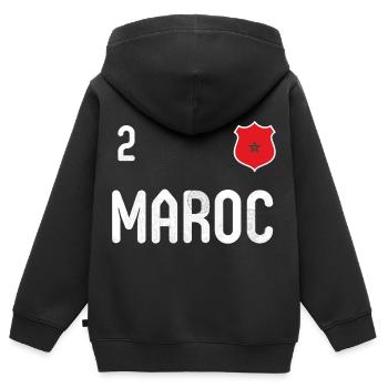 Marokko T-Shirt mit der Nummer 2 - Kinder Premium Organic Zip Hoodie - Schwarz - Hinten - AI Model Kid Male (0cm)