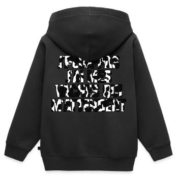 Ich kann nicht, ich habe meine Kühe, die auf mich warten - Kinder Premium Organic Zip Hoodie - Schwarz - Hinten - AI Model Kid Male (0cm)