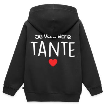 Ich werde eine Tante sein - eine zukünftige Tante - Kinder Premium Organic Zip Hoodie - Schwarz - Hinten - AI Model Kid Male (0cm)