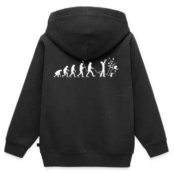 Evolution PC Wut ausrasten Zorn Ärger Computer Fun - Kinder Premium Organic Zip Hoodie - Schwarz - Hinten - AI Model Kid Male (0cm)