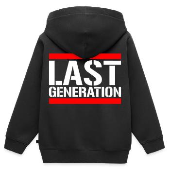 Letzte Generation | Farben änderbar - Kinder Premium Organic Zip Hoodie - Schwarz - Hinten - AI Model Kid Male (0cm)