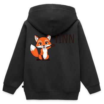 Fuchs Finn - Mein Name ist Finn - Süßes Waldtiere - Kinder Premium Organic Zip Hoodie - Schwarz - Hinten - AI Model Kid Male (0cm)