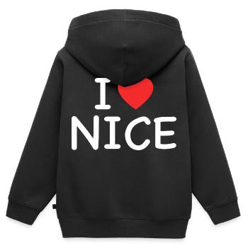 i love nice - j'aime nice - Sweat Premium à capuche zippé enfant bio - noir - Dos - AI Model Kid Male (0cm)