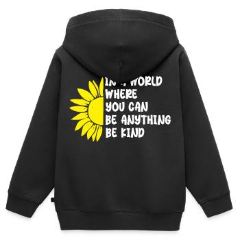 in a world where you can be anything be kind - Kids Premium Organic Zip-up Hoodie - black - Back - AI Model Kid Male (0cm)