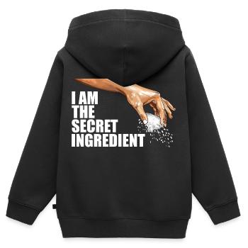I am the secret ingredient - Sweat Premium à capuche zippé enfant bio - noir - Dos - AI Model Kid Male (0cm)