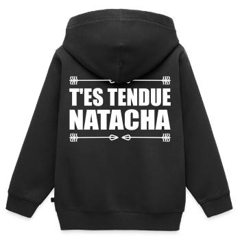 T'es tendue natacha réplique film culte humour - Sweat Premium à capuche zippé enfant bio - noir - Dos - AI Model Kid Male (0cm)