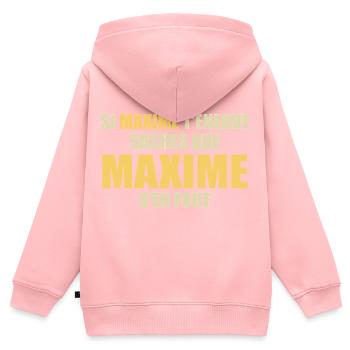 si maxime t'énerve saches que maxime s'en fout - Sweat Premium à capuche zippé enfant bio - rose - Dos - AI Model Kid Female (0cm)