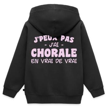 j'peux pas j'ai Chorale En vrie de vraie - Sweat Premium à capuche zippé enfant bio - noir - Dos - AI Model Kid Male (0cm)