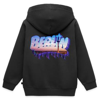 Berlin Graffiti Schriftzug - Kinder Premium Organic Zip Hoodie - Schwarz - Hinten - AI Model Kid Male (0cm)
