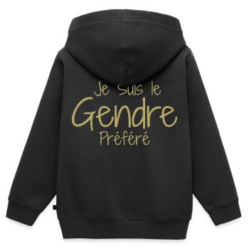 Schwiegersohn Humor, Schwiegersohn Idealer Humor - Kinder Premium Organic Zip Hoodie - Schwarz - Hinten - AI Model Kid Male (0cm)