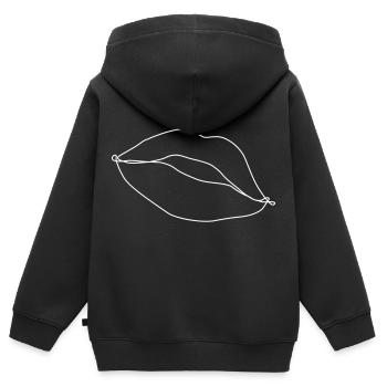 Lèvres dessinées - Sweat Premium à capuche zippé enfant bio - noir - Dos - AI Model Kid Male (0cm)