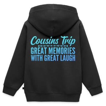 Cousin Trip 2025 - Sweat Premium à capuche zippé enfant bio - noir - Dos - AI Model Kid Male (0cm)