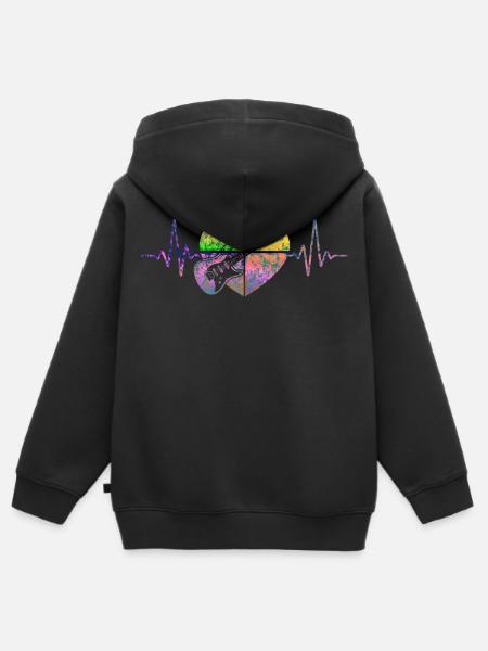 Chitarra Heartbeat Chitarrista Musicista Shirt - Felpa Premium con cappuccio con zip bambino bio - nero