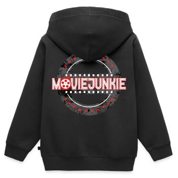 Accro au cinéma - Sweat Premium à capuche zippé enfant bio - noir - Dos - AI Model Kid Male (0cm)