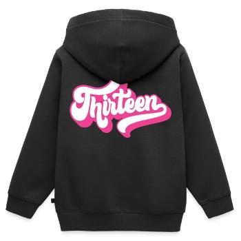 Geschenk zum 13. Geburtstag, Hallo Dreizehn, 13 Jahre - Kinder Premium Organic Zip Hoodie - Schwarz - Hinten - AI Model Kid Male (0cm)