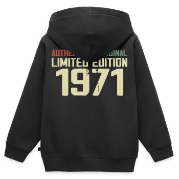 1971 Geburtstagsgeschenk 1971 Jahrgang 1971 Retro - Kinder Premium Organic Zip Hoodie - Schwarz - Hinten - AI Model Kid Male (0cm)