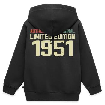 1951 Geburtstagsgeschenk 1951 Jahrgang 1951 Retro - Kinder Premium Organic Zip Hoodie - Schwarz - Hinten - AI Model Kid Male (0cm)