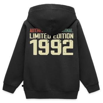 1992 Geburtstagsgeschenk 1992 Jahrgang 1992 Retro - Kinder Premium Organic Zip Hoodie - Schwarz - Hinten - AI Model Kid Male (0cm)