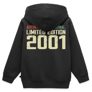2001 Geburtstagsgeschenk 2001 Jahrgang 2001 Retro - Kinder Premium Organic Zip Hoodie - Schwarz - Hinten - AI Model Kid Male (0cm)