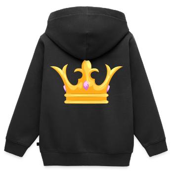 Couronne - Couronne - Sweat Premium à capuche zippé enfant bio - noir - Dos - AI Model Kid Male (0cm)