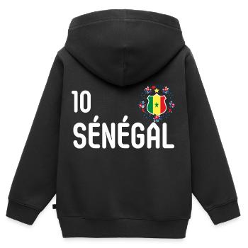 Senegalesische Nationalmannschaft - Kinder Premium Organic Zip Hoodie - Schwarz - Hinten - AI Model Kid Male (0cm)