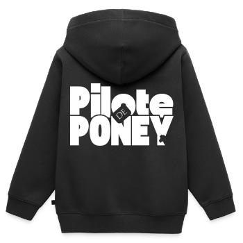 Pony-Pilot - Kinder Premium Organic Zip Hoodie - Schwarz - Hinten - AI Model Kid Male (0cm)