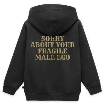 Sorry about your fragile male ego - Sweat Premium à capuche zippé enfant bio - noir - Dos - AI Model Kid Male (0cm)