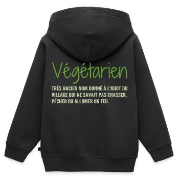 Definition: Vegetarisch, Humor - Kinder Premium Organic Zip Hoodie - Schwarz - Hinten - AI Model Kid Male (0cm)