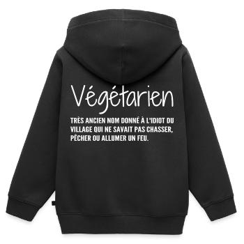 Definition: Vegetarisch, Humor - Kinder Premium Organic Zip Hoodie - Schwarz - Hinten - AI Model Kid Male (0cm)