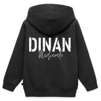 Dinan Médiévale - Sweat Premium à capuche zippé enfant bio - noir - Dos - AI Model Kid Male (0cm)