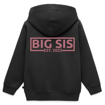 Big Sis Est. 2023 Schwangerschaft zur Big Sister befördert - Kinder Premium Organic Zip Hoodie - Schwarz - Hinten - AI Model Kid Male (0cm)