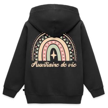 Cadeau Auxiliaire De Vie. auxiliaire de vie. - Sweat Premium à capuche zippé enfant bio - noir - Dos - AI Model Kid Male (0cm)