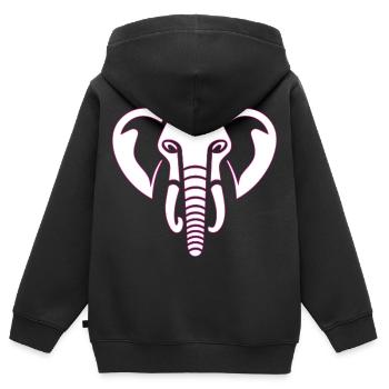 Elephant Majesty: elephant's head print, pink - Kids Premium Organic Zip-up Hoodie - black - Back - AI Model Kid Male (0cm)