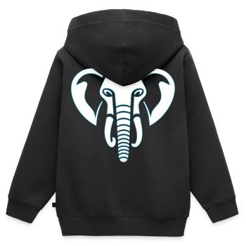 Elephant Majesty: elephant's head print, blue. - Kids Premium Organic Zip-up Hoodie - black - Back - AI Model Kid Male (0cm)