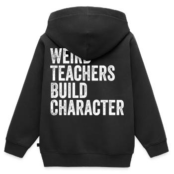 Weird Teachers Build Character - Funny Sayings - Sweat Premium à capuche zippé enfant bio - noir - Dos - AI Model Kid Male (0cm)