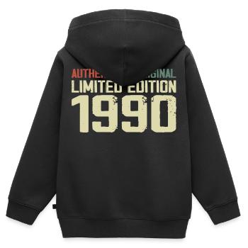 1990 Geburtstagsgeschenk 1990 Jahrgang 1990er Retro - Kinder Premium Organic Zip Hoodie - Schwarz - Hinten - AI Model Kid Male (0cm)