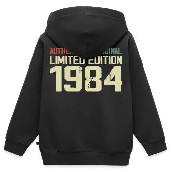 1984 Geburtstagsgeschenk 1984 Jahrgang 1984 Retro - Kinder Premium Organic Zip Hoodie - Schwarz - Hinten - AI Model Kid Male (0cm)