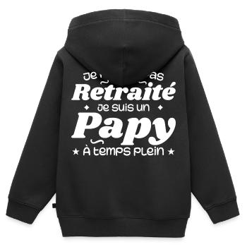 Ich bin nicht im Ruhestand, ich bin ein Opa - Kinder Premium Organic Zip Hoodie - Schwarz - Hinten - AI Model Kid Male (0cm)