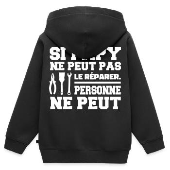 Opa - wenn Opa es nicht reparieren kann - Kinder Premium Organic Zip Hoodie - Schwarz - Hinten - AI Model Kid Male (0cm)