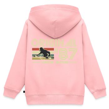 1987 - Kinder Premium Organic Zip Hoodie - Rosa - Hinten - AI Model Kid Female (0cm)