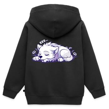 Schlafender Hund - Aufkleber - Kinder Premium Organic Zip Hoodie - Schwarz - Hinten - AI Model Kid Male (0cm)