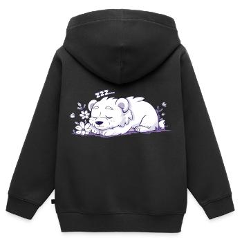 Schlafender Bär - Aufkleber - Kinder Premium Organic Zip Hoodie - Schwarz - Hinten - AI Model Kid Male (0cm)