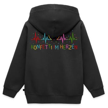 Konfetti im Herzen Herzschlag Herz EKG - Kinder Premium Organic Zip Hoodie - Schwarz - Hinten - AI Model Kid Male (0cm)