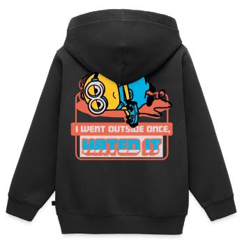 Minions Dave War Einmal Draußen Spruch - Kinder Premium Organic Zip Hoodie - Schwarz - Hinten - AI Model Kid Male (0cm)