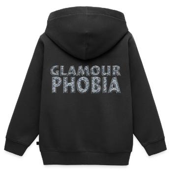 Glamourphobie Glamour Phobie Noble paillettes - Sweat Premium à capuche zippé enfant bio - noir - Dos - AI Model Kid Male (0cm)