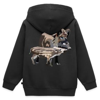 Wildschwein - Kinder Premium Organic Zip Hoodie - Schwarz - Hinten - AI Model Kid Male (0cm)