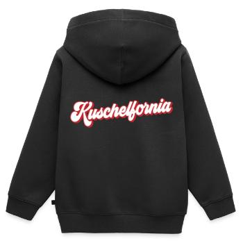 Kuschelfornia Kuschelig | Farben änderbar - Kinder Premium Organic Zip Hoodie - Schwarz - Hinten - AI Model Kid Male (0cm)