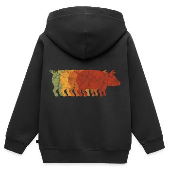 Schwein Schweinchen Schweine Retro Sau Bauer Eber - Kinder Premium Organic Zip Hoodie - Schwarz - Hinten - AI Model Kid Male (0cm)